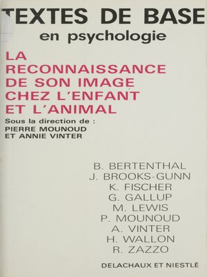cover image of La Reconnaissance de son image chez l'enfant et l'animal